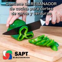 SAPT Set de 5 Cuchillos y Pelador – Acero Inoxidable – Mangos Ergonómicos – Diseño Negro Elegante – Incluye Hacha de Cocina, Cuchillo de Chef, Pan, Rebanador y Pelador Cerámico – Ideal para Cocina Profesional y Hogar - details 1