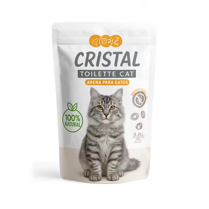 Cristal Toilette Cat 3.8L - Arena para Gatos 100% Natural con Fragancia a Limón | Control de Olores y Antibacterial libre de polvo - Yommy - 1