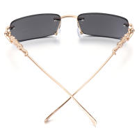 Gafas De Sol Rectangulares Sin Montura Para Hombres Y Mujeres Con Decoración De Cheetah Lente Marino UV400 Antirreflejo Retro Moda Protección Ocular Para Conducción Y Actividades Al Aire Libre - details 6