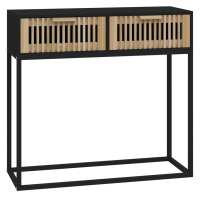 vidaXL Mesa consola hierro y madera contrachapada 80x30x75 cm Blanco, Negro, Marrón Mesa de sofá Mesa de Entrada para Salón Consola de Entrada Mueble Recibidor Mesita Mesa auxiliar Salon - details 0