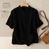 Camisa Blanca Amarilla De Algodón Lino Para Mujer Cuello Botones Manga Larga Suelta Oversize Blusa De Otoño Deportiva Yoga - details 11