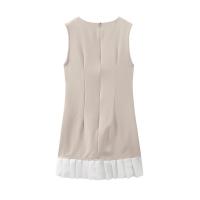 Vestido Corto Sin Mangas Elegante Y Casual Para Mujer TRAFZA Verano 2024 Pleated Falso Dos Piezas Estilo Casual Mini Vestido De Fiesta - details 2