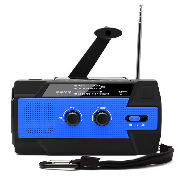 Energía solar emergencia manivela Radios am FM tiempo Radios, SOS, 3 modos, lámpara de lectura - 1