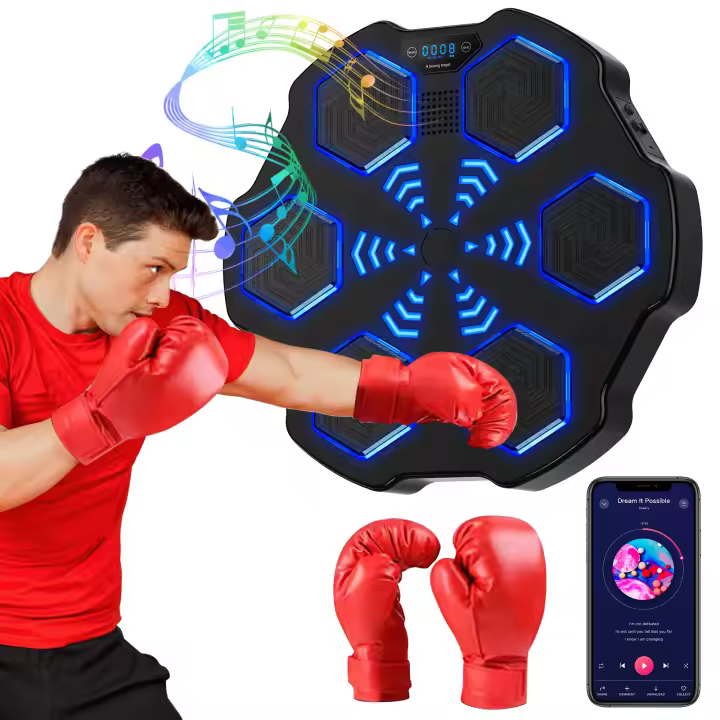 ntrenador de boxeo musical inteligente,  máquina de boxeo de respuesta electrónica LED,  bolsa de arena colgante de pared,  Compatible con Bluetooth para niños y adultos ntrenador de boxeo musical - 1