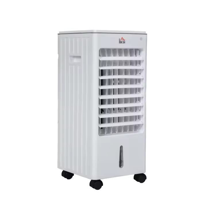 HOMCOM Enfriador de Aire Portátil 3 en 1 Climatizador Evaporativo Oscilante con 3 Velocidades Control Remoto Temporizador 7,5h Pantalla LED Tanque de Agua 3L Efecto 15-20 ㎡ 22,5x24,5x53,5 cm Blanco - 1