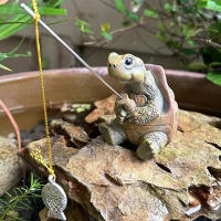 Estatua De Tortuga De Pesca Con Cordón Creativa Figura De Resina Simulación Animal Ornamento Para Jardín Y Decoración Del Hogar - details 4