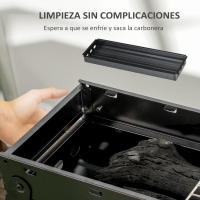 Outsunny Barbacoa de Carbón Plegable Barbacoa Portátil con Parrillas de Acero Inoxidable BBQ de Carbón para Exterior 74x20x38 cm Negro - details 4