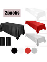 Mantel De Seda Satinada Rectangular Para Bodas Y Banquetes 2 Paquetes Cubierta De Mesa Suave Y Brillante Decoración De Mesa Clásica - details 0