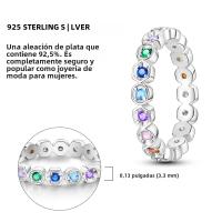 Anillo De Plata 925 De Lujo Para Mujer Con Piedra CZ Colorida Y Flor Sello De Afortunado Anillo De Compromiso Y Boda Regalo - details 22