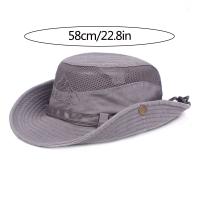 Sombrero De Pesca Para Hombres Sombrero De Pescar Ajustable De Malla De Algodón Sombrero De Sol De Exterior Estilo Cowboy Occidental Casquete - details 6