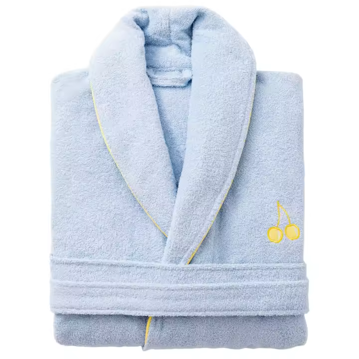 Albornoz l/xl 380gsm 100%algodon azul con cereza amarilla benetton fruits be - 1
