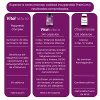 Magnesio Complex Vitalnatura | Citrato 1593 mg + Bisglicinato 600 mg (375mg Elemental) + Vitaminas B5, B6 y Ashwagandha Pura | Potencia y Energía Natural, Reduce el Estrés y el Cortisol, Músculos Fuertes, Sueño Reparador y Relajante | 240 Cápsulas - details 3