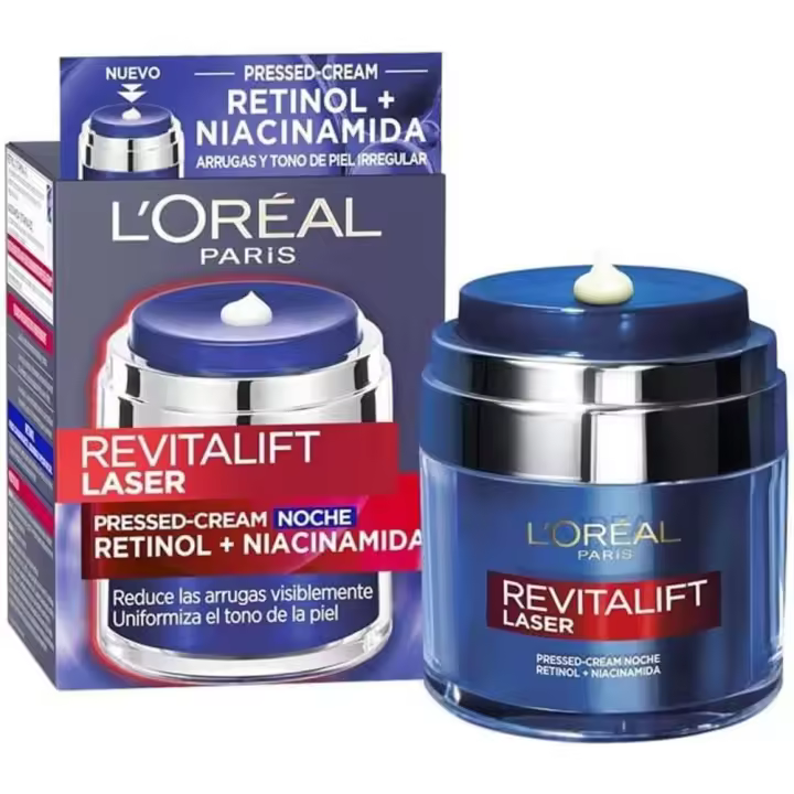 L'Oreal Paris Crema de Noche Revitalift Laser con Retinol y Niacinamida - 50 ml - Cuidado Facial Eficaz para la Regeneración de la Piel - 1