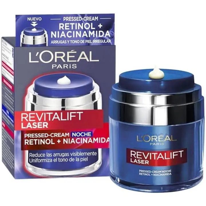 L'Oreal Paris Crema de Noche Revitalift Laser con Retinol y Niacinamida - 50 ml - Cuidado Facial Eficaz para la Regeneración de la Piel - 1