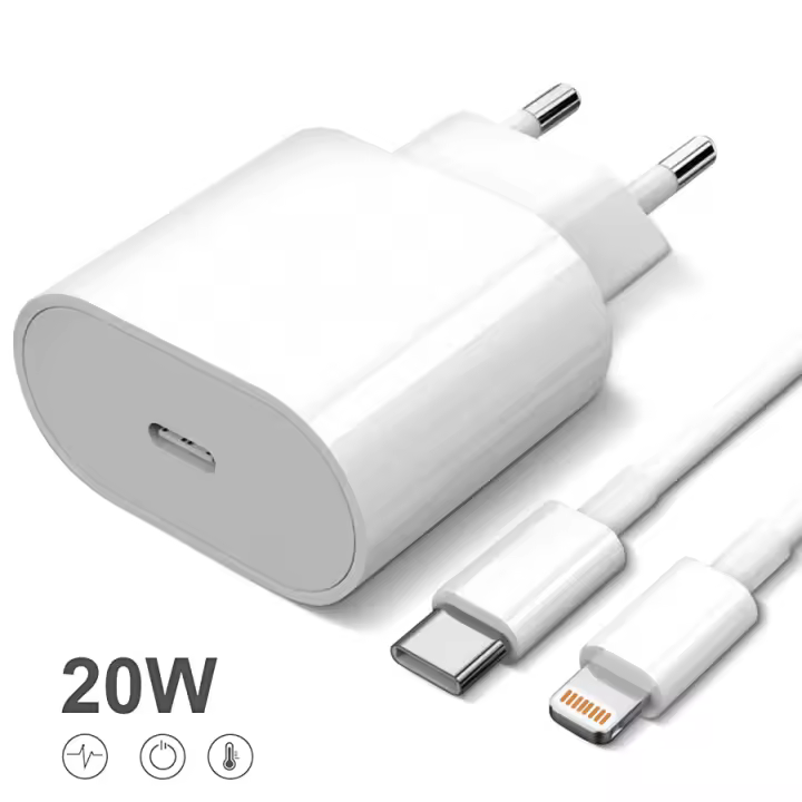 Cable + Cargador 20W PD USB-C iPhone 13 14 12 iPad Pro Carga Rápida - 1