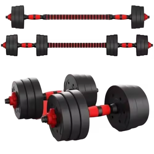 AWIKU - Mancuernas Ajustables 2 en 1 de 7.5kg - 10kg - 15kg - 20kg - Barra de Unión de 40cm Incluida - Set de Pesas + Barra - 1