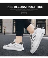 Zapatos De Hombre Primavera Verano Algodón Transpirable Casual Plataforma Bajo Blanco Moda 2024 Zapatillas De Cuero Artificial Talla Verdadera - details 5