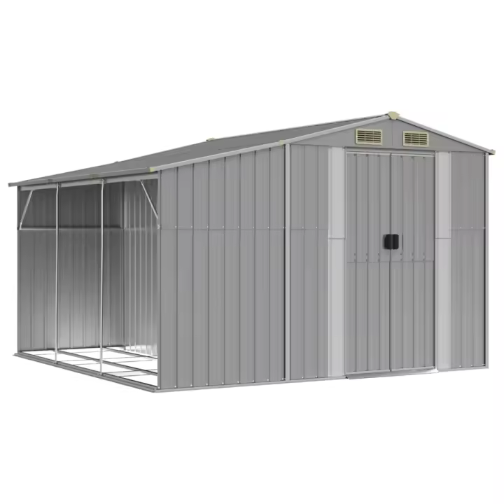 Cobertizo de jardín acero galvanizado gris 277x279x179 cm Decoración de muebles de jardín al aire libre - 1