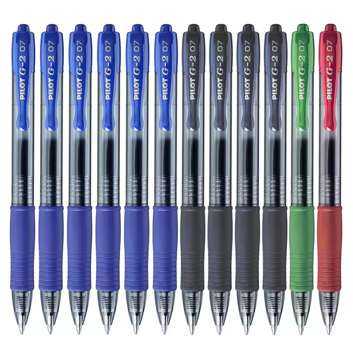 Pilot G2 07 Bolígrafo Retráctil Tinta de Gel Punta 0,7mm Recargable (Pack de 6 Azules, 4 Negros, 1 Rojo y 1 Verde) - 1
