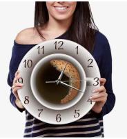 Reloj de comparación Silencioso with Taza de Café y espuma, decoración de Cocina, cafetería, Letrero de - details 3