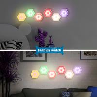 Lámpara De Pared Hexagonal RGB LED Sin Cable Con Sensor Táctil Luz Nocturna Colorida Para Dormitorio Control Remoto Lámpara De Armario - details 5