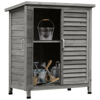 Outsunny Cobertizo de Almacenamiento de Madera para Jardín con 2 Estantes Interiores 2 puertas y Techo Inclinado para Exterior Terreza 87x46,5x96,5 cm - details 0