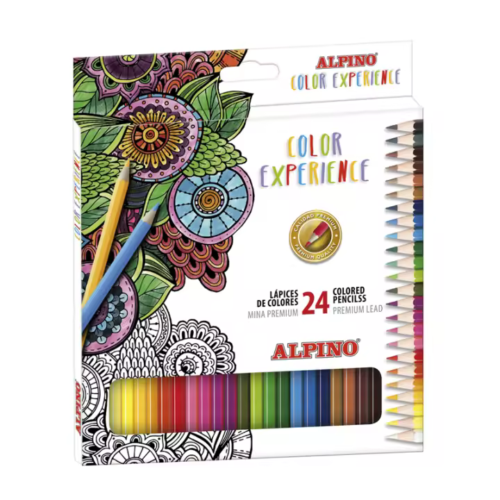 Lápices de Colores Alpino Experience 24 Premium - Mina Premium 3,3 mm - Caja 24 Colores Surtidos  Arte y Dibujo - 1