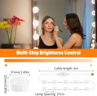 Kit de luces LED regulables para espejo de tocador, 10 bombillas estilo Hollywood, 3 colores cambiantes y brillo ajustable. - details 1