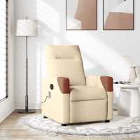vidaXL Sillón reclinable de masaje de tela en color Gris claro/Gris nube/Crema y más - details 2