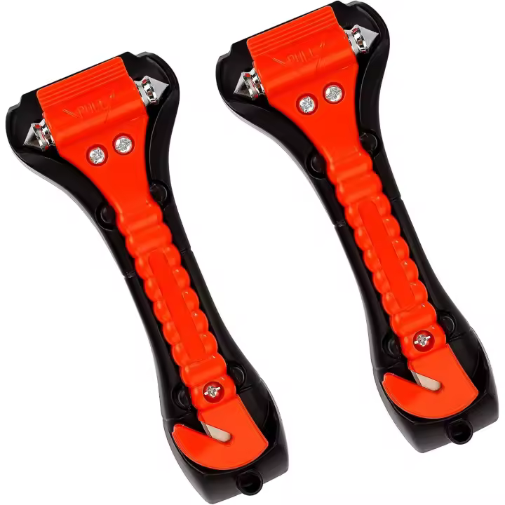 Martillo de Seguridad para Automóviles 2 en 1 Herramienta de Escape de Emergencia with Romper La Ventana de Coche y Cortador de Cinturón de Seguridad para Tren para Salvar La Vida 2 Piezas - 1