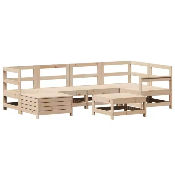 vidaXL Juego de sofás de jardín 7 piezas madera maciza de pino - 1