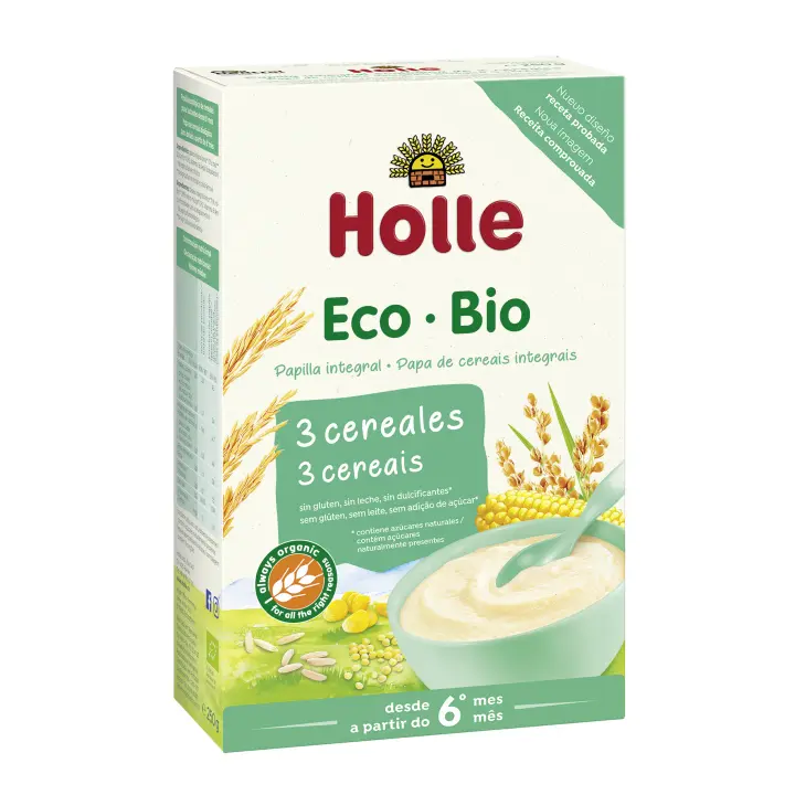 Holle Papilla 3 Cereales Int Sin Gluten 6M 250G - 1