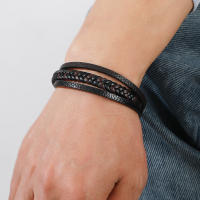 Pulsera De Cuero Para Hombre Estilo Moderno Con Hebilla Magnética Desmontable Y Diseño De Enredado Accesorios Deportivos Para Ciclismo - details 2