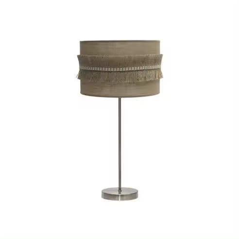 FABRILAMP Lámpara de Mesa Grande Kala en Cuero con Flecos - 63x30x30 Cm - 1