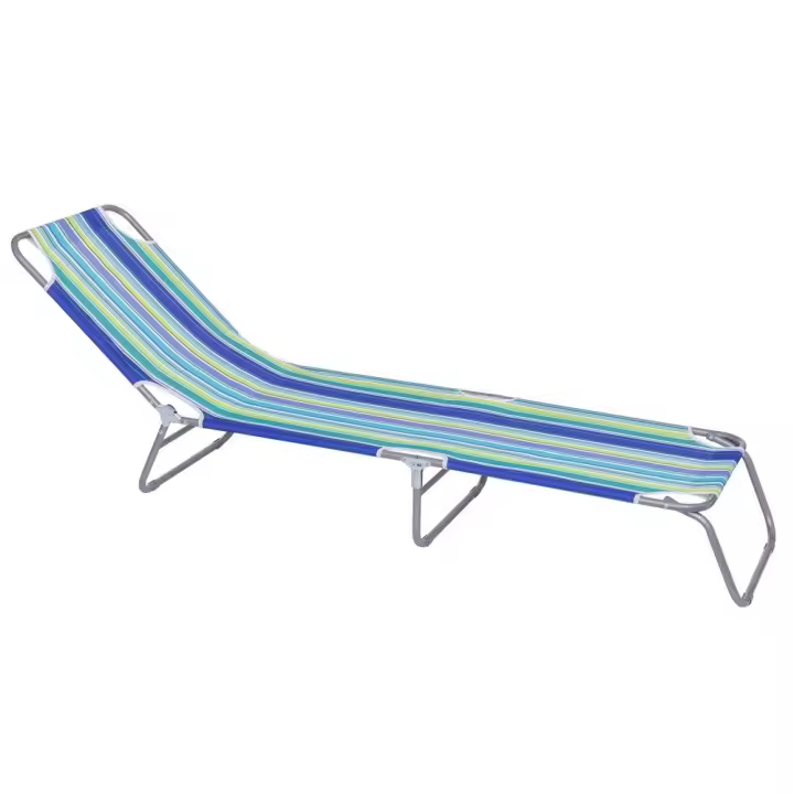 Tumbona playa y jardín reclinable 5 posiciones convertible en cama, plegable, estructura acero pintura Epoxi anticorrosión, tejido loneta Oxford 600 D poliéster rayas multicolor de 186 cm - 1