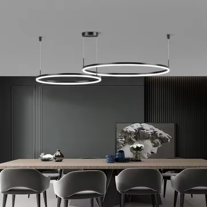 Lámpara Colgante Led, con Mando a Distancia, 3 Tipos de Luz, Altura Ajustable, 120W, Negro - 1
