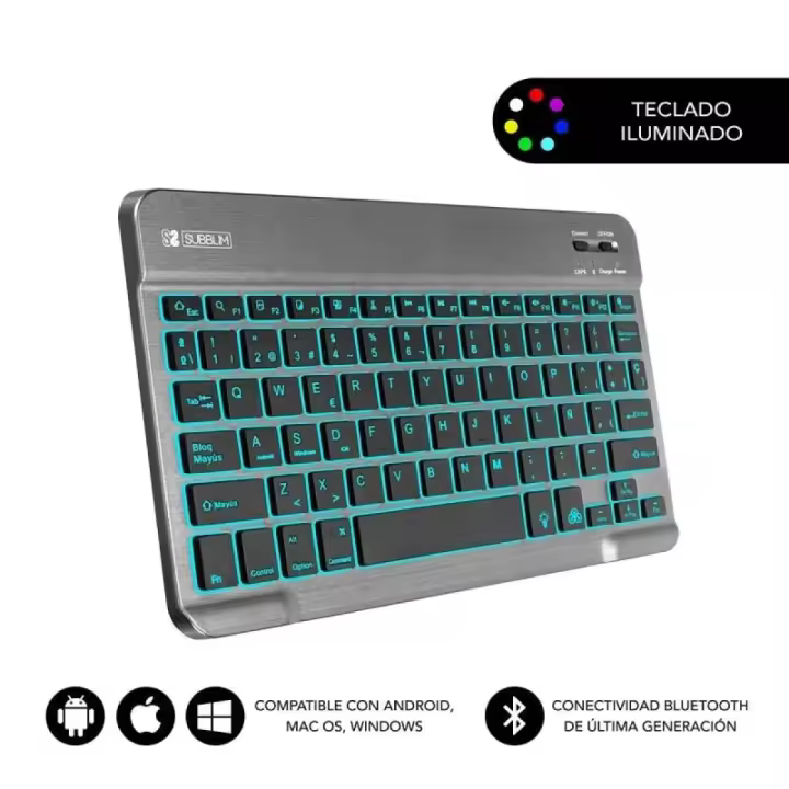 Teclado Compacto Inalámbrico por Bluetooth Subblim Smart Backlit/ Gris - 1