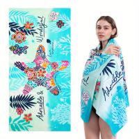 Toalla De Playa Antisandía Azul Estrellada Con Ondas De Verano Tela Microfibra Secado Rápido Láminas De Color Para Baño - details 3
