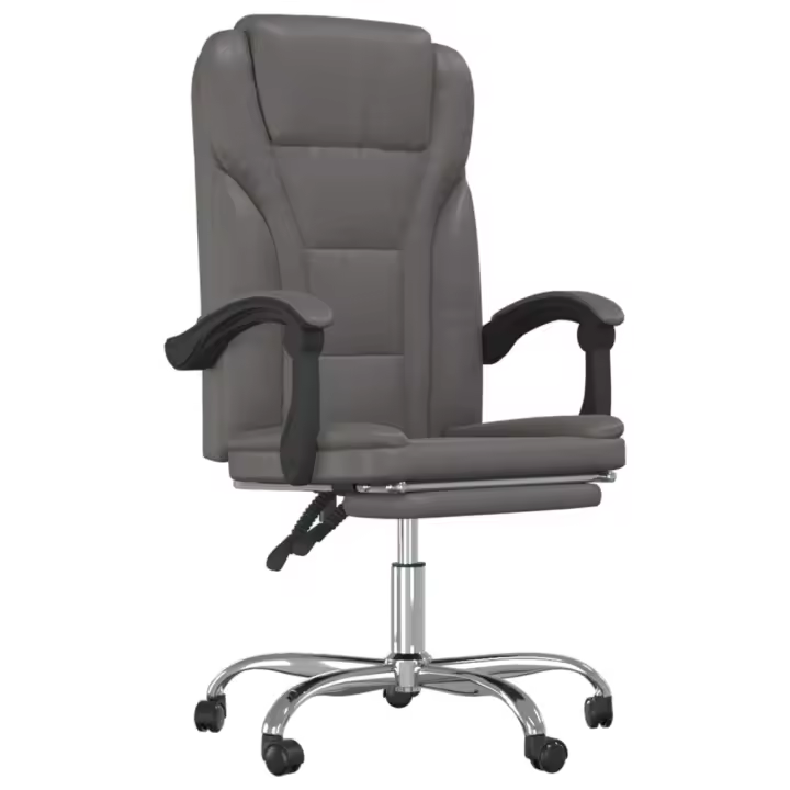 Silla de oficina reclinable cuero sintético gris - 1