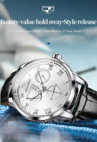 Reloj Automático Para Hombre JSDUN De Lujo Rosa Oro Con Movimiento Suizo Importado Multifuncional Fecha Resistente Al Agua Cuero Acero Inoxidable - details 0