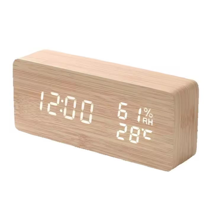 Reloj Despertador LED de Madera Versión Mejorada (natural, A++) cb1.d - 1