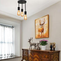 Lámpara Colgante Vintage De 3 Luces E27 Soporte Semi-Enchufe Para Techo Moderno Para Dormitorio Sala De Estar Pasillo - details 10