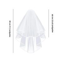 Velo De Novia Corto Para Mujer Simple Con Peine Para Baño De Lluvia Y Fiesta De Bodas Disfraz De Chucky Halloween - details 0