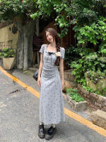 Vestido Mini Estampado Con Lazo Dos Piezas Para Mujer Verano Patchwork En Raso Manga Corta Estilo Y2K Streetwear Coreano Slim Fit - details 14
