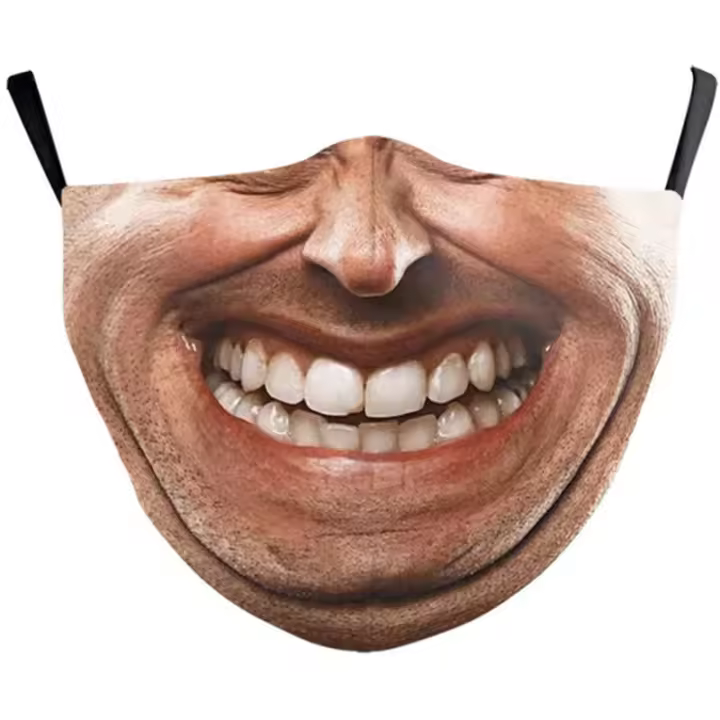 Mascarilla De Halloween Para Adultos Con Diseño Divertido De Expresiones Faciales En Algodón Mezclado Lavable Protección No Médica - 1