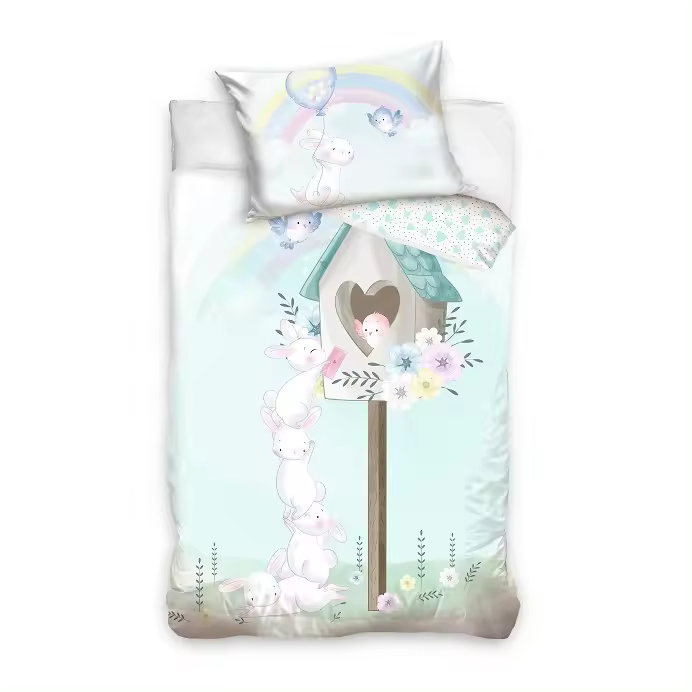 Juego Funda Nórdica de Cuna 100% Algodón Natural Conejo Baby214008 Dhestia Home  00182 - 1