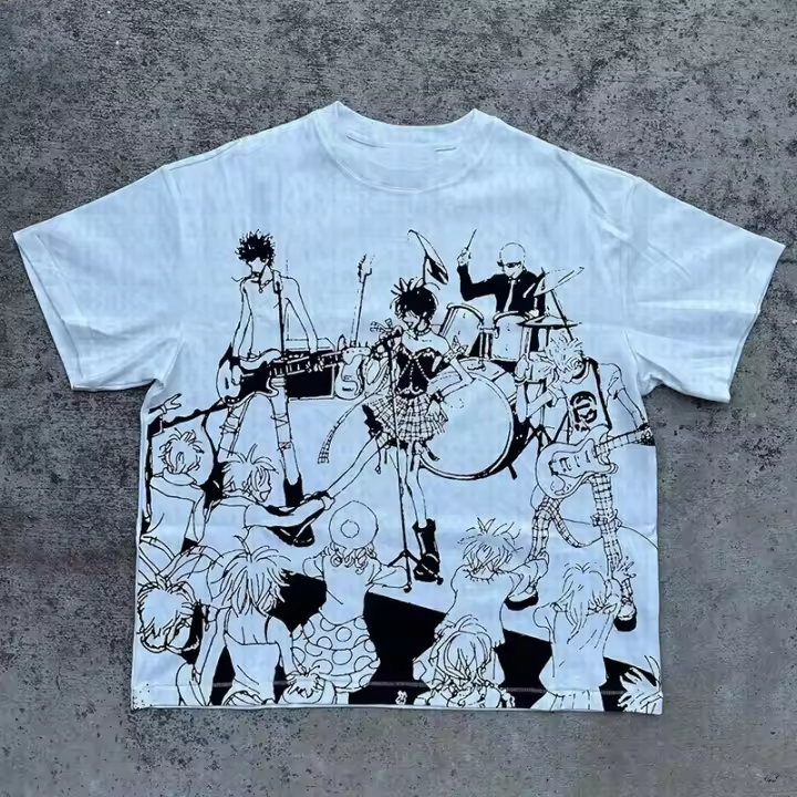 Camiseta Casual Corta Para Hombres Y Mujeres Con Estampado De Anime Gótico Harajuku Estilo Hip Hop Punk Suéter De Manga Larga Y2k Ropa High Street De Verano - 1