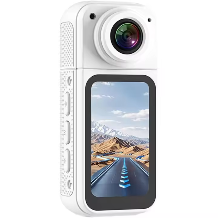 Cámara de acción pulgar, cámara de vlogging portátil de 2.7 K con ángulo de lente de 180°, pantalla IPS HD de 1.47 pulgadas, cámara corporal de montaje magnético para ciclismo, transmisión en - 1