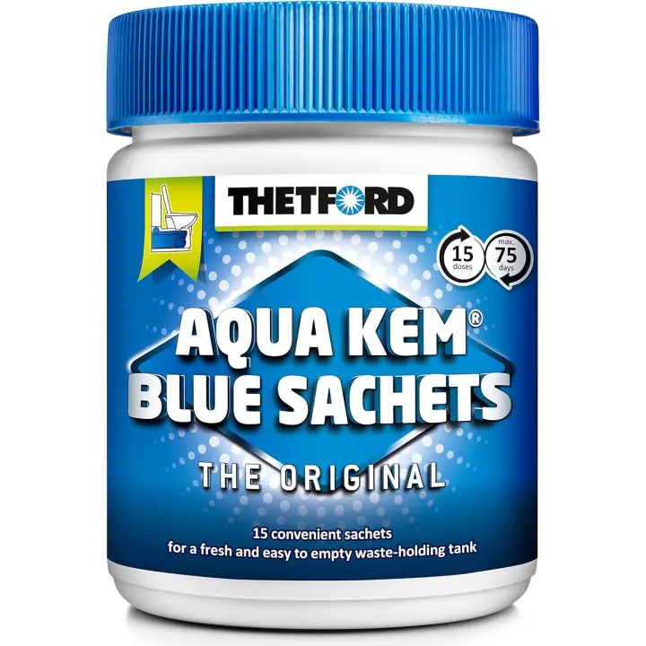 Thetford Aqua Kem Blue Sachets 15 Ud | Bolsitas Desodorizadoras y Facilitadoras de Vaciado | Potti, Cassete, Caravana, Camper - 1