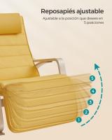 Mecedora acolchada ajustable con reposapiés, patas de ángulo 5 grados, carga 150 kg, disponible en amarillo, azul, beige, gris claro, gris oscuro y negro - details 4